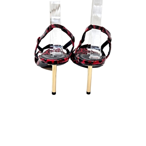 Stella Luna Red Leopard Print Gold Stiletto Heels - Picture 5 of 7